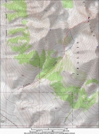 Overview map of the route, 8 miles and 5k gain. Blue line is the descent route.